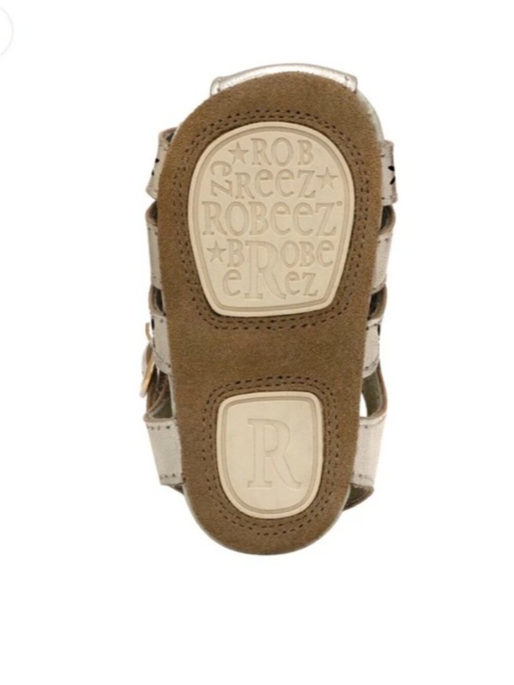 Robeez Metallic Gold Leather Sandals with Floral Cutouts 12-18 Months NWT - Picture 3 of 4